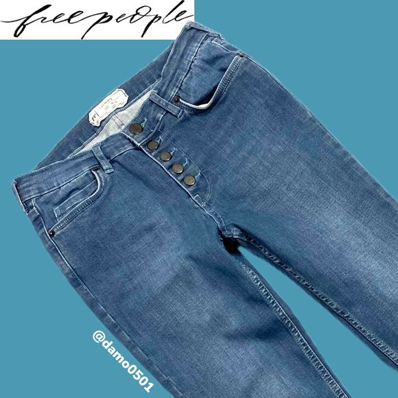 Free People Denim - Free People Reagan Button Front Skinny Jeans